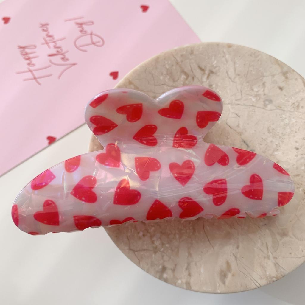 Personalized heart-shaped red lip large hair clip women's rose design salon fixed hair clip fashionable hair accessory headwear
