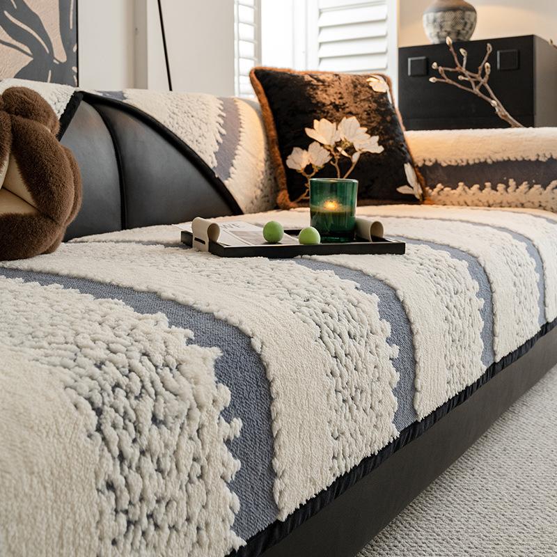 Shu Cotton Velvet Sofa Cushion Autumn And Winter Non-Slip And Dirt-Resistant Seat Cushion Cross-Border  Thickened Plush Leather Sofa Cover Cover Cloth