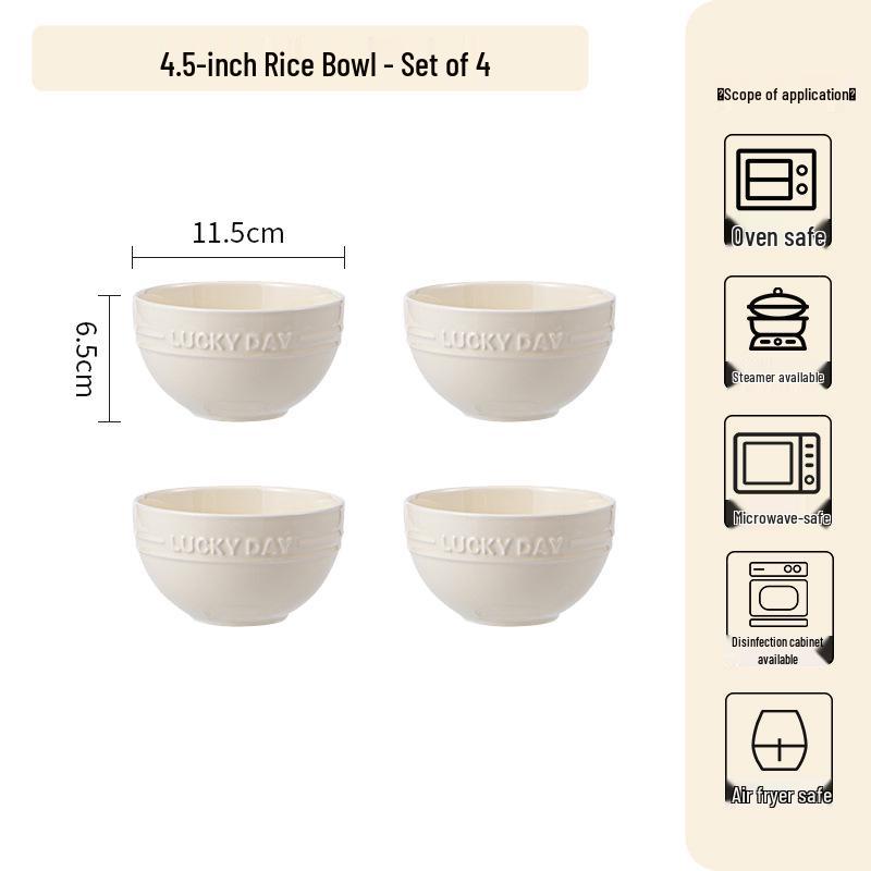 

Набор кремовых керамических мисок и тарелок: Домашний обеденный набор «Люкс» с мисками, тарелками, палочками для еды - Идеальная подарочная коробка для переезда