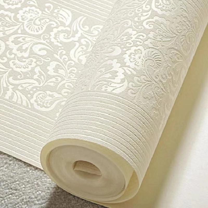 Dekoracja Domu Tapeta Luksusowe Tapety do Sypialni 3d Paskowana Tapeta Styl Europejski Duża Wytłaczana Tapeta w Kwiaty