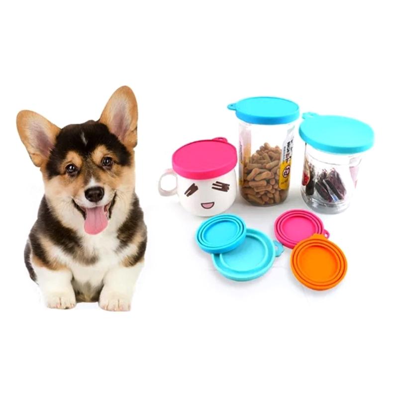 3-in-1 Reusable Silicone Dog Cat Canned Lid Portable Food Sealer Pet Food Cover Fresh Food Cover Cans Pet Accessories