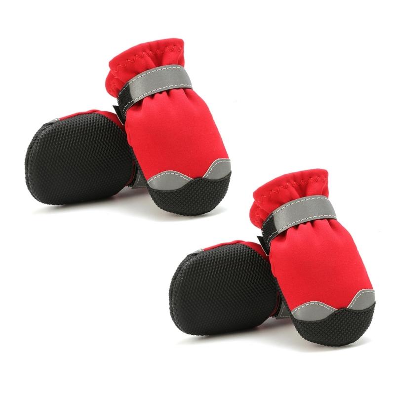 4pcs Lightweight Dogs Shoes with Reflective Striped Dogs Comfortable Dogs Daily Walking Booties Lightweight Cats Shoes