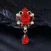 High-end Light Luxury Palace Style Card Glass Rhinestone Water Drop Pendant Brooch Simple and Versatile Clothing Jewelry Pin Female