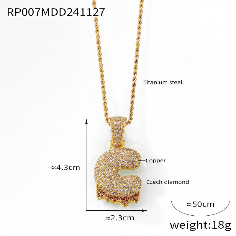 Elegant European-Style Necklace: Women's 26-Letter Diamond-Inlaid Copper Pendant on Titanium Steel Clavicle Chain