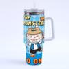 Cartoon pattern Labubu 40oz car cup 304 stainless steel thermos cup Labubu car straw Bingba cup