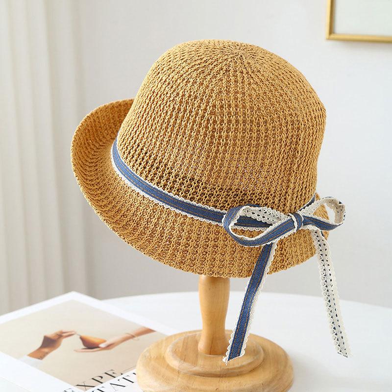 

Women s Woven Straw Hat Foldable Summer Beach Vacation Bow Detail Casual Sun Protection Sun Hat New 56-58cm хаки