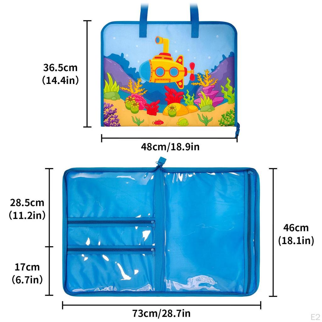 A3 File Bag Artwork Storage Child Zippered Versatile with Handles Practical Lightweight Painting