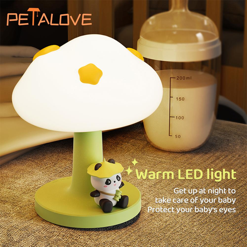 Veilleuse Chat Mignon Dessin Animé Créatif Décoration d'Ambiance Ornements pour Chambre d'Enfant Chevet Rechargeable Lumières LED Douces Cadeau
