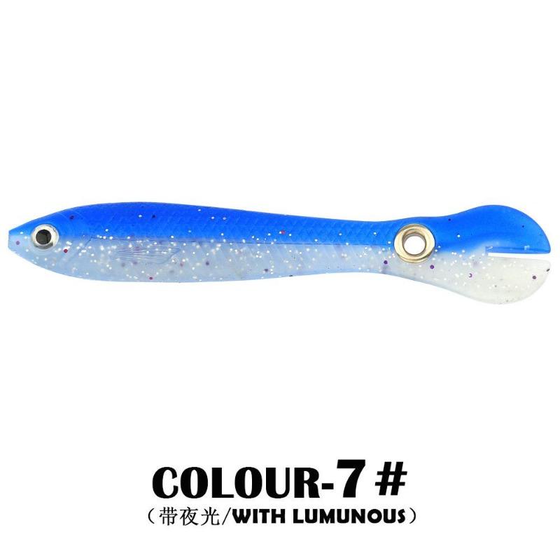 5 Stück/Beutel, 5 cm, 1,3 g, Lumineszenz-Weichköder, realistischer T-Schwanz-Fisch-Imitationsköder für Angelausrüstung, Nachtangeln, Meer, Fluss