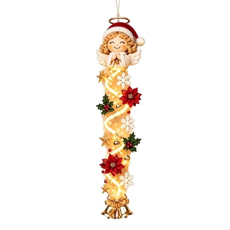 Plastic Lighted Christmas Decoration with Integrated Hanging Point and Button-Cell Design for Seasonal Door Display 55KF
