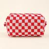 Colorful Checkerboard Plush Clutch Makeup Bag Large Capacity Cosmetic Storage Bag Skincare Organizer Toiletries Bag