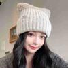 2025 Season Cute Cat Ears Plush Knitted Hat Women's Cold and Warm Ear Protection Hat Shows Small Face