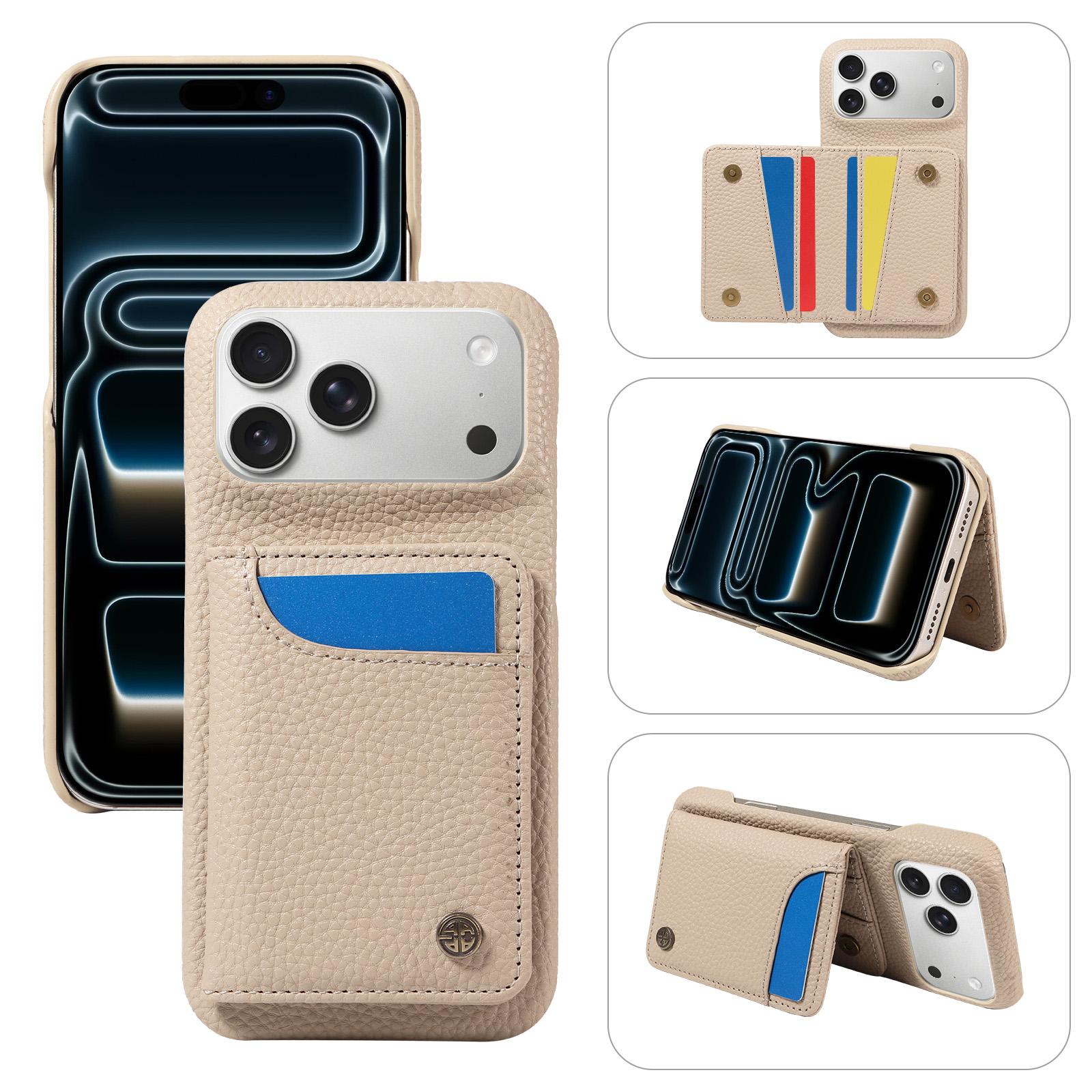 

Faux Leather Phone Case for IPhone17 16 15 14 13 12 11 8 7 Pro Max Plus Mini E Air Shockproof Wallet Kickstand Multi-Functional iPhone 14 Pro Max бежевый