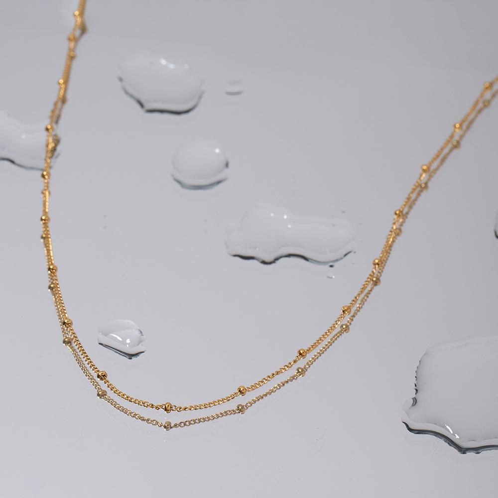 European and American INS rust-free waterproof stainless steel fine bead chain necklace type minimalist fashion stacked collar necklace
