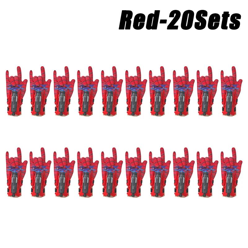 20Sets Spider Launcher Spitting Gloves Sticky Wall Bullet Gun Suction Cup Projectile Toys Children's Wrist Launch Spitting Toys