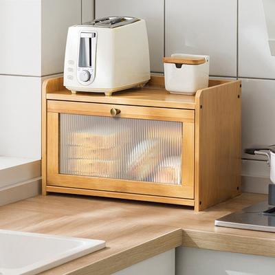 Bread Box for Kitchen Countertop, Vintage Wooden Counter Breadbox, Homemade Bread Storage Container for Sourdough Loaf, Small Farmhouse Corner