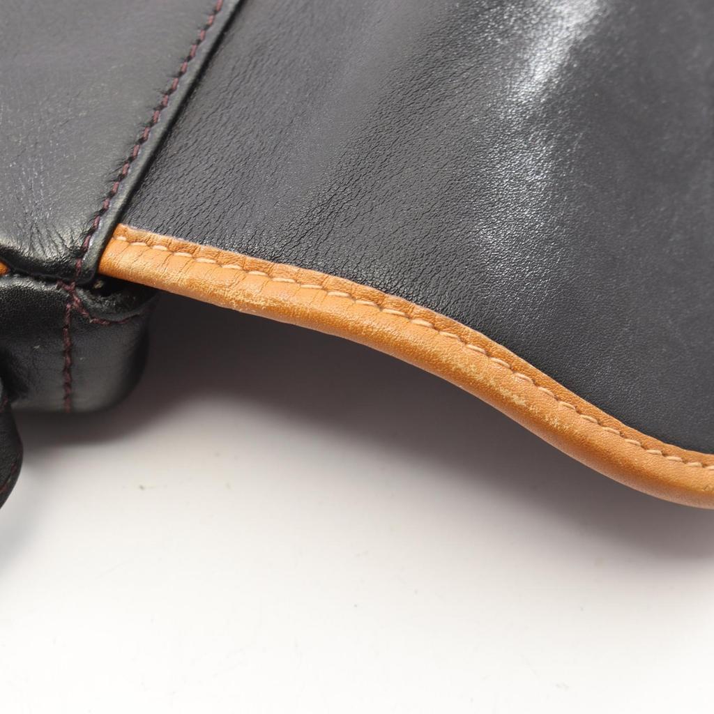 Used CELINE Macadam Shoulder Bag leather Black Brown Used Women