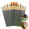 Detail Painting Brushes Set Professional Round Flat Nylon Hair Watercolor Paint Brush For Kid Students Artists Oil Painting Tool