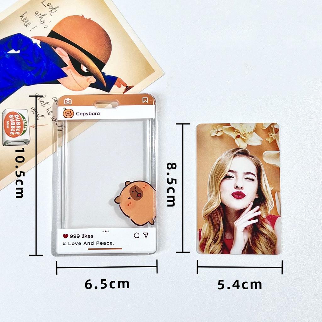 Cute Capybara Card Holder Cartoon Transparent Photo Card Holder Student Badge Protective Case ID Card Organizer Stationery Gift