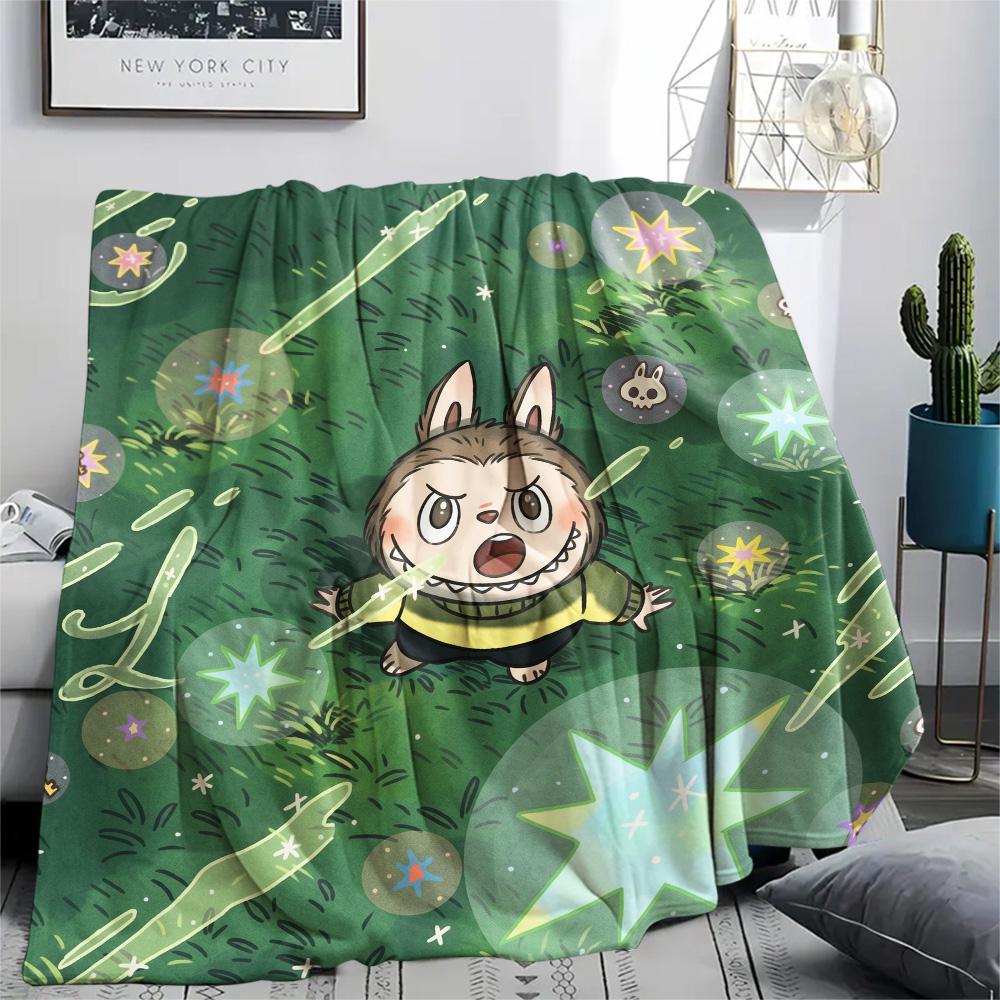 Labubu Print Flannel Blanket, Ultra Soft High Quality All Seasons Warm Throw, Home Decor Cozy Blanket, Perfect Christmas Gift