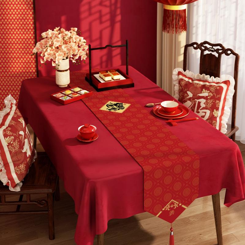 Tv Cabinet, Tablecloth, Fu Character, Side Cabinet, Cover Cloth, Red Festive Tablecloth, Dining Table, Coffee Table, Long Table Flag