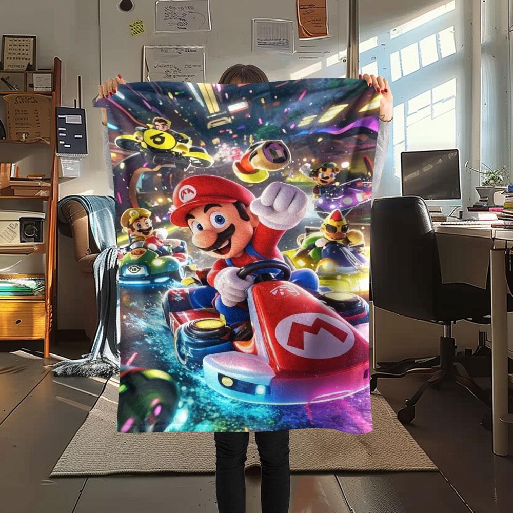 Super Mario Cartoon printing Flannel Blanket Bedroom Sofa Camping Warm blanket Gifts for family and friends-MJ014