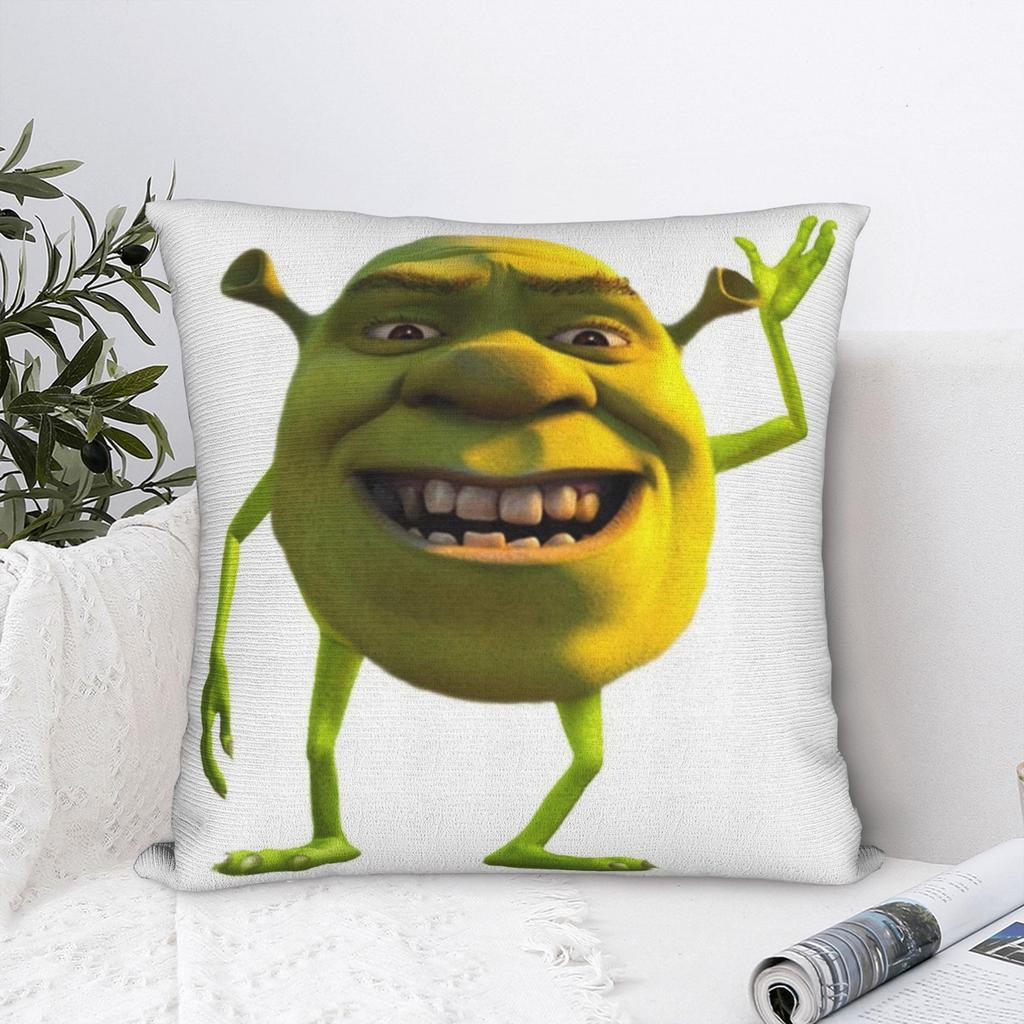 Shreks Meme Funny Pillowcase Polyester Cushion Cover Decorative  Throw Pillow Case Cover Home Zippered 40*40cm
