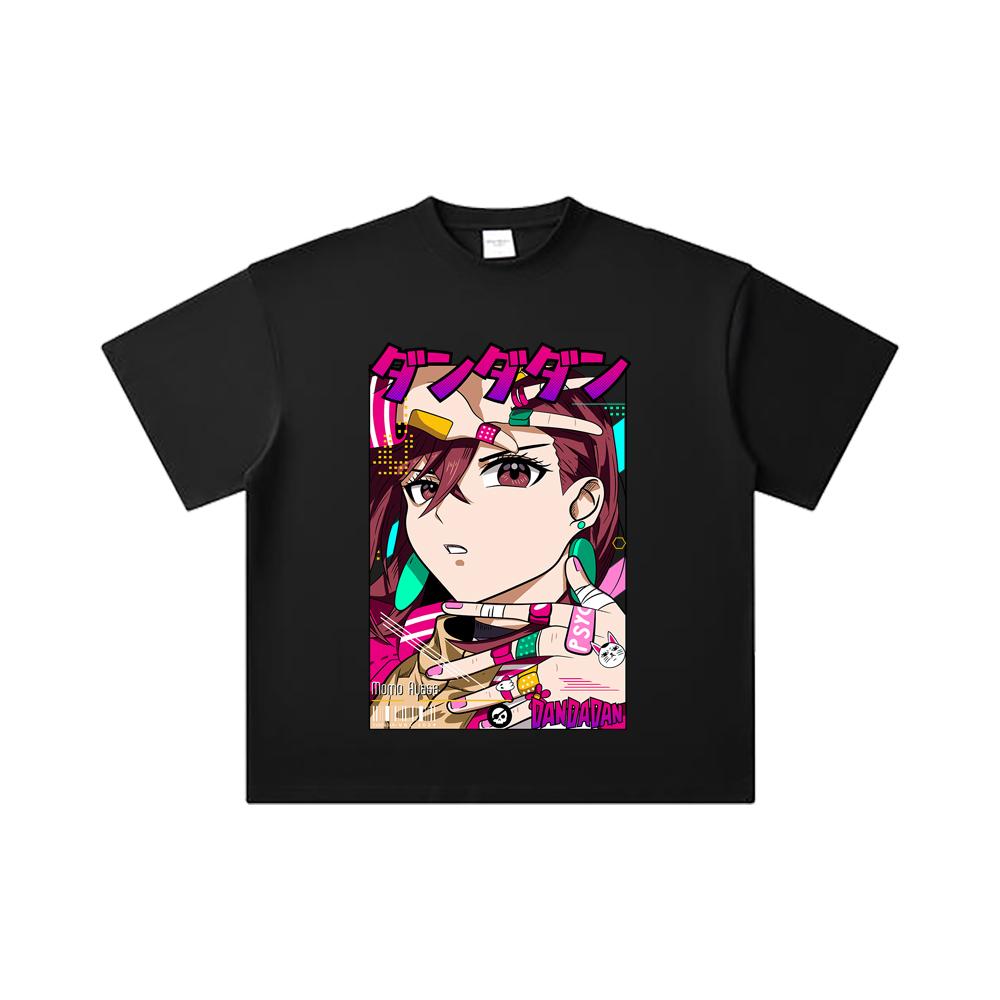 260 GSM Double Yarn 32 Count 100% Cotton Dandadan V21 Momo Print Unisex Heavy Cotton T Shirt