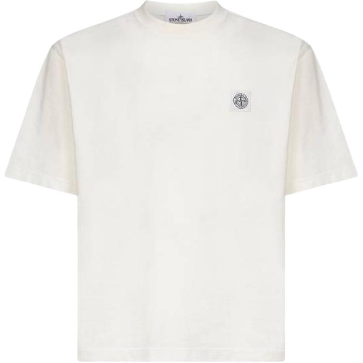 

STONE ISLAND Однотонная футболка с коротким рукавом и круглым вырезом для мужчин Белая K2S152100025S0115-V0093 L