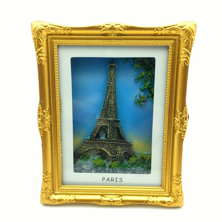European Travel Souvenir: Eiffel Tower, Notre Dame, London Landmark Magnet Paris Street View золотой