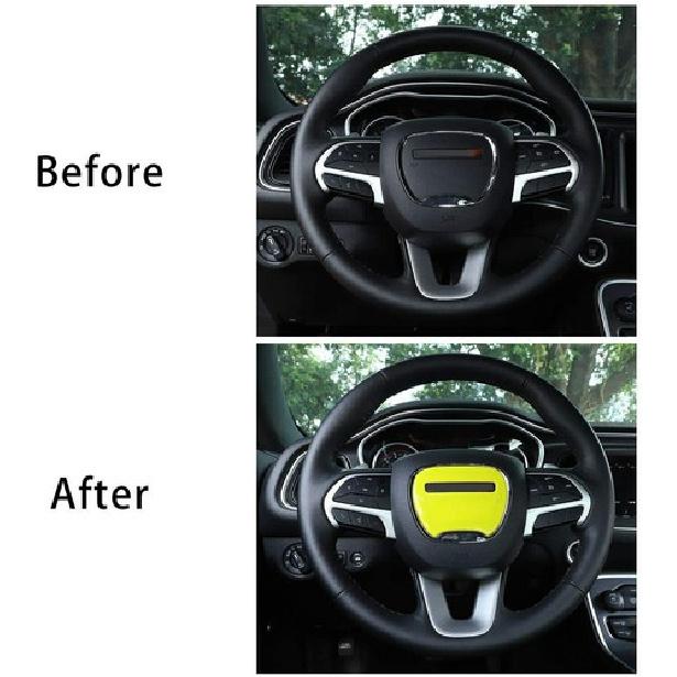 Car Steering Wheel Center Trim Cover for Dodge Challenger & Charger 2015+ Yellow