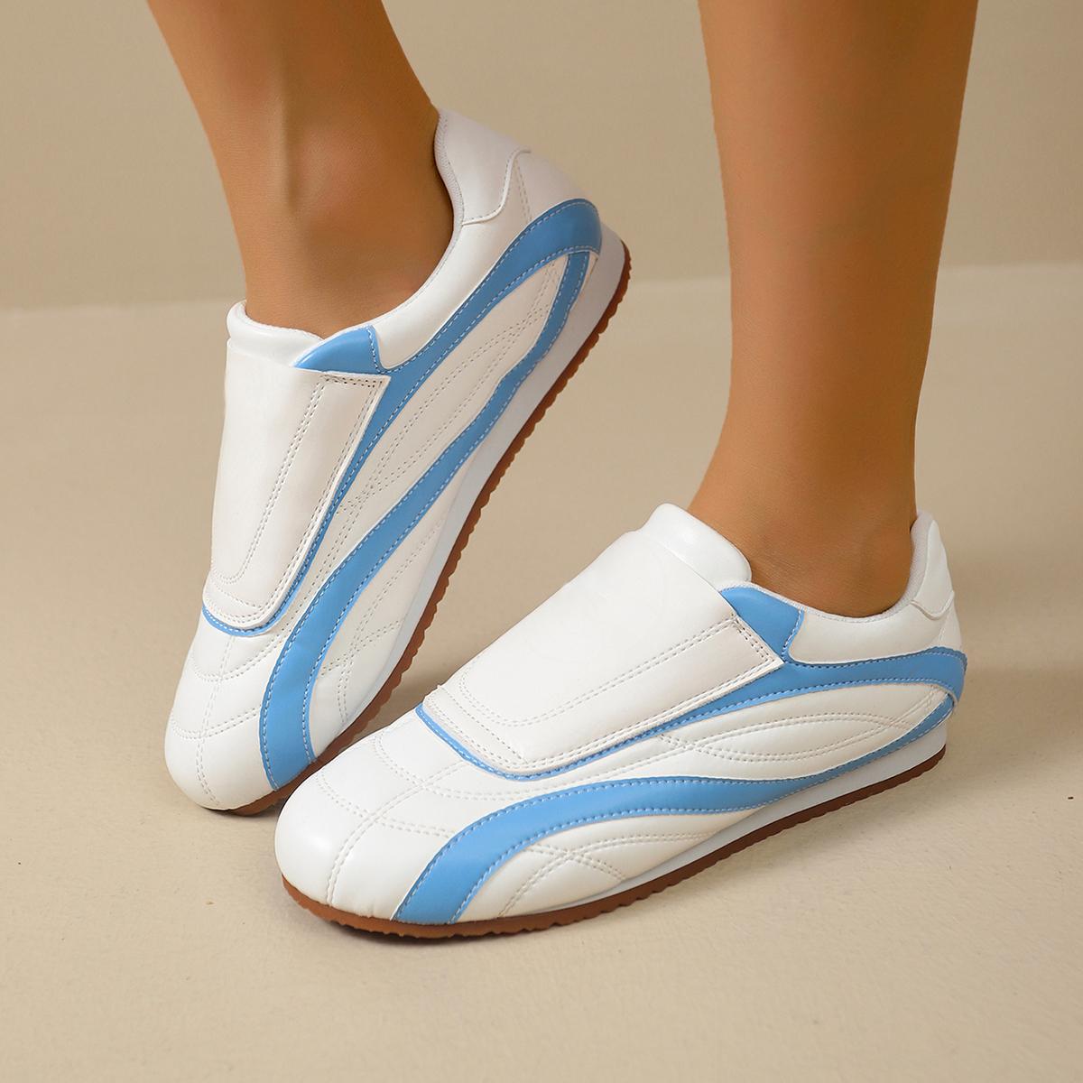 

Fashion Brand Design Mix Color Slip On Sneakers Women 2025 Autumn Round Toe Low Heel Sports Shoes Comfort Soft Sole Light Weight Sneaker 42 белый