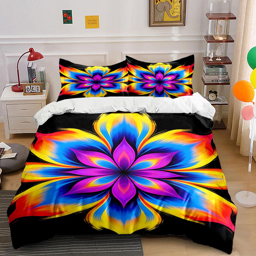 Vibrant multicolor floral motif. Bedding sets Duvet cover sets Duvet covers Pillowcases(1* Duvet Cover 2* Pillowcases without duvet insert)