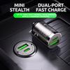 100W High Power Mini Car Charger Invisible Flush Fit Auto Adapter Dual Port Type C PD QC Fast Charging Metal Pull Ring 12/24V