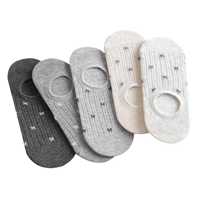 Women's Summer Mesh Thin Shallow-mouthed Invisible Socks Women's Pure Cotton Bow Women's Boat Socks Short Socks