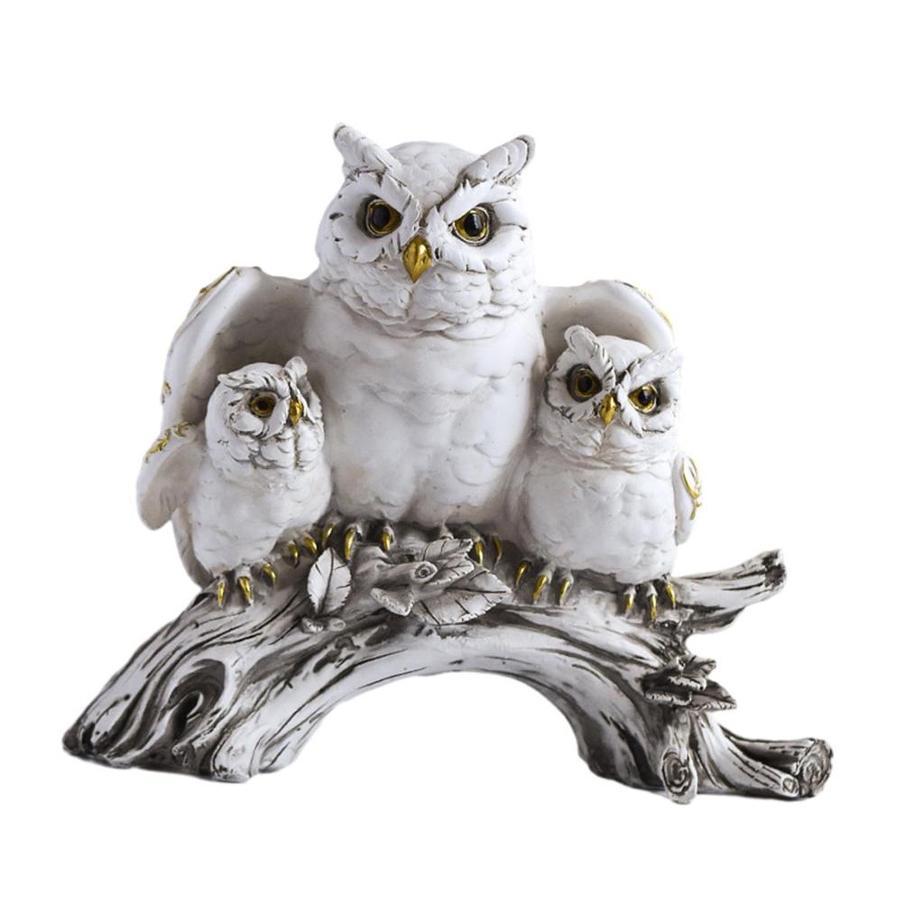 Owl Figurines Home Decor Creative Ornaments Modern Owl Sculpture Owl Statue for Office Bedroom Cabinet Desktop Furnishing
