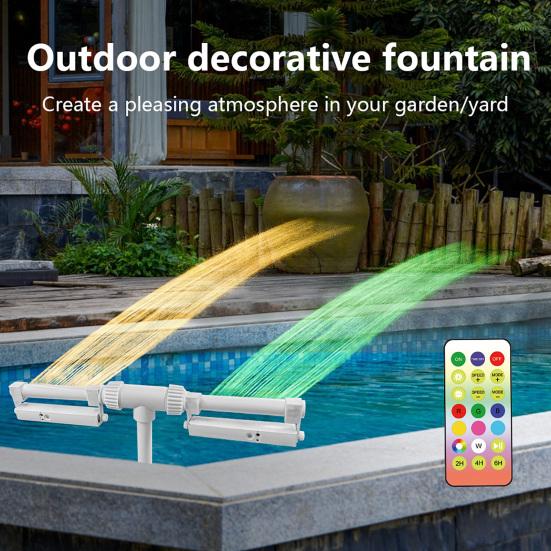 Bazénová fontána se 7barevným LED světlem, nastavitelná dvojitá rozprašovací fontána, bazénová vodní fontána, postřikovač pro nadzemní i zapuštěné bazény