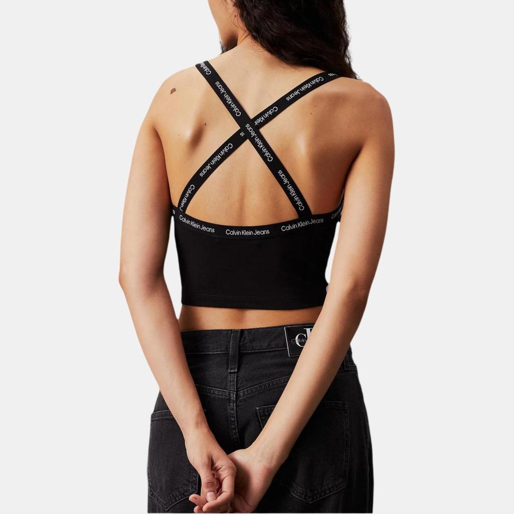 Calvin Klein Jeans Solid Color Cropped Fitted Square Neck Tank Top Women tops Black J20J223110-BEH