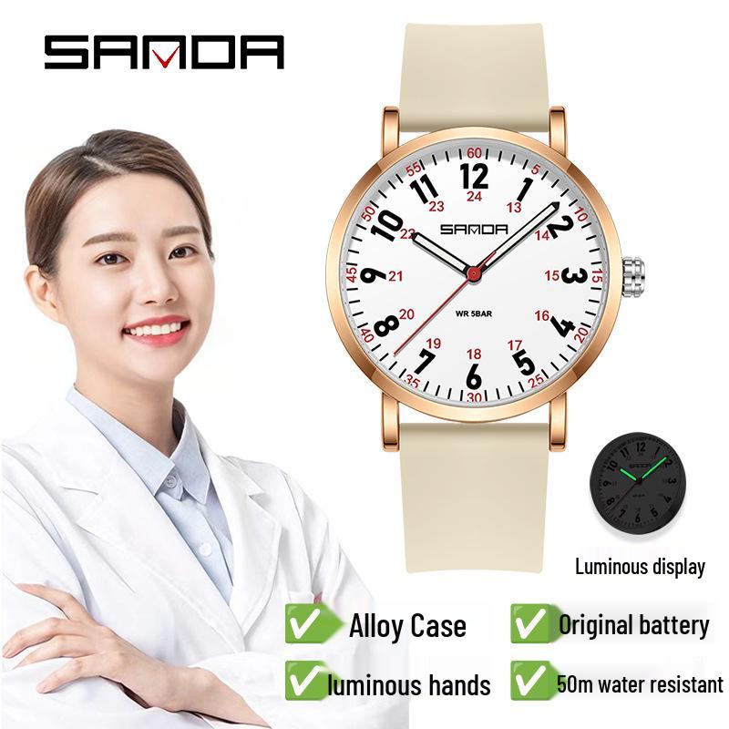 SANDA Versatile Waterproof Women's Quartz Watch - Luminous Nurse Edition
