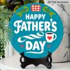 2D Flat, 1pc Round Aluminum "Happy Father's Day" Wall Decor, Retro Coffee & Plaid Pattern Metal Plaque, Waterproof & Rustproof, Perfect for Father's