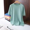 Men's Short Sleeve Ice Silk Wool Sweater - Spring/Summer Round Neck Solid Color Knit Base Layer