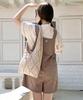 SLOWLOLLI Cotton Overall Short Pants - Brown
