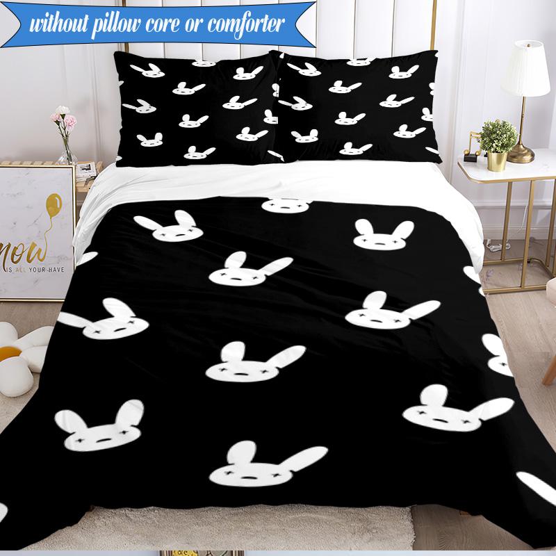 Bad Bunny Collage 3pcs K-pop music group Bedding set,Ideal for Bedroom, Dormitory,Including Duvet Cover And 2pcs Pillowcases,Fan gifts