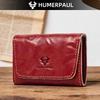 Ladies Wallet First Layer Cowhide Solid Color Convenient Retro Style Short Coin Purse Credit Card Storage Leather Solid Color Card Case