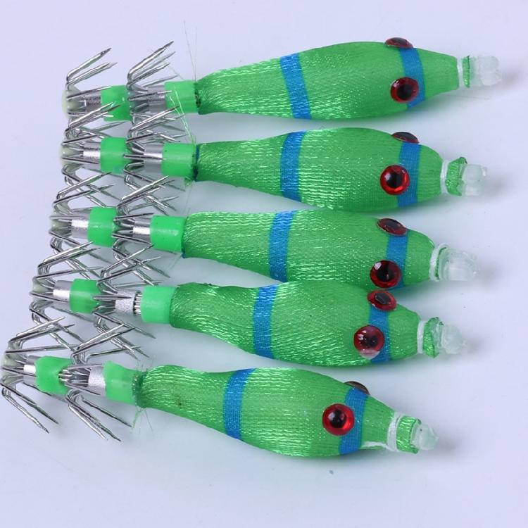 5pcs Artificial Baits Shrimp Lures Baits 5.8cm 3.1g Cuttlefish Hook Lures Glow Squid Jigs Glow Jigs Hook