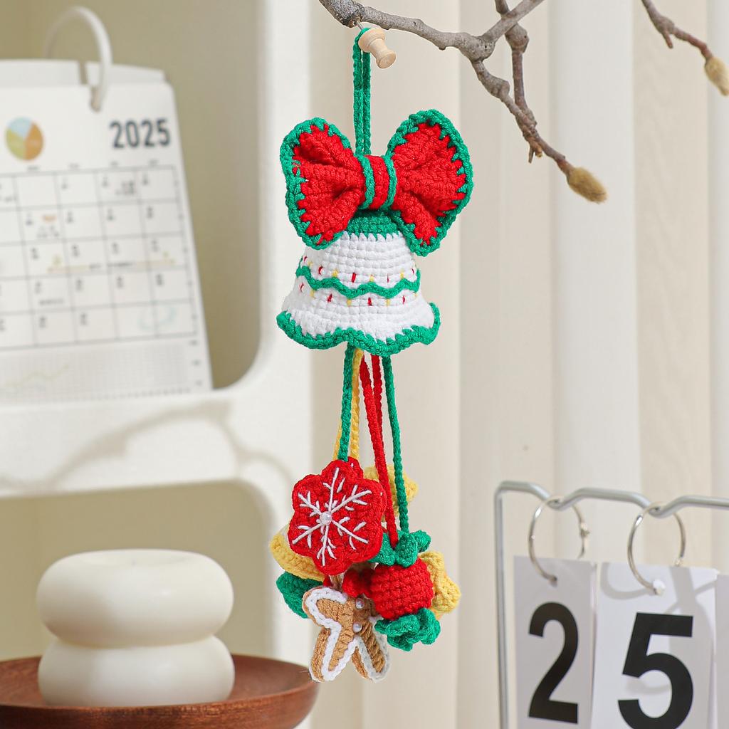 Plush Christmas Pendant Wool Crocheted Christmas Tree Small Ornaments Christmas Decoration Car Pendant