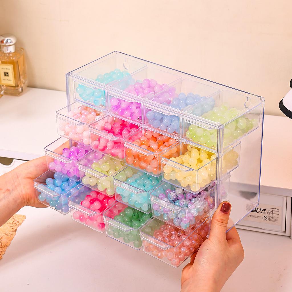 1pc acrylic 16 grid drawer style acrylic bead storage box, large capacity stackable loose bead jewelry accessory organizer