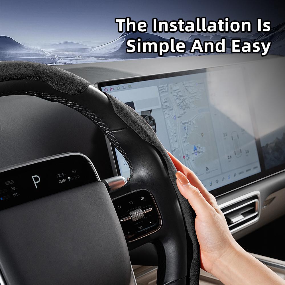 Suitable for Opel Sports Suede Steering Wheel Cover, Split Snap-On Anti-Slip Style, for Models Such As Corsa, Mokka, Astra, Grandland, Combo, Zafira, 