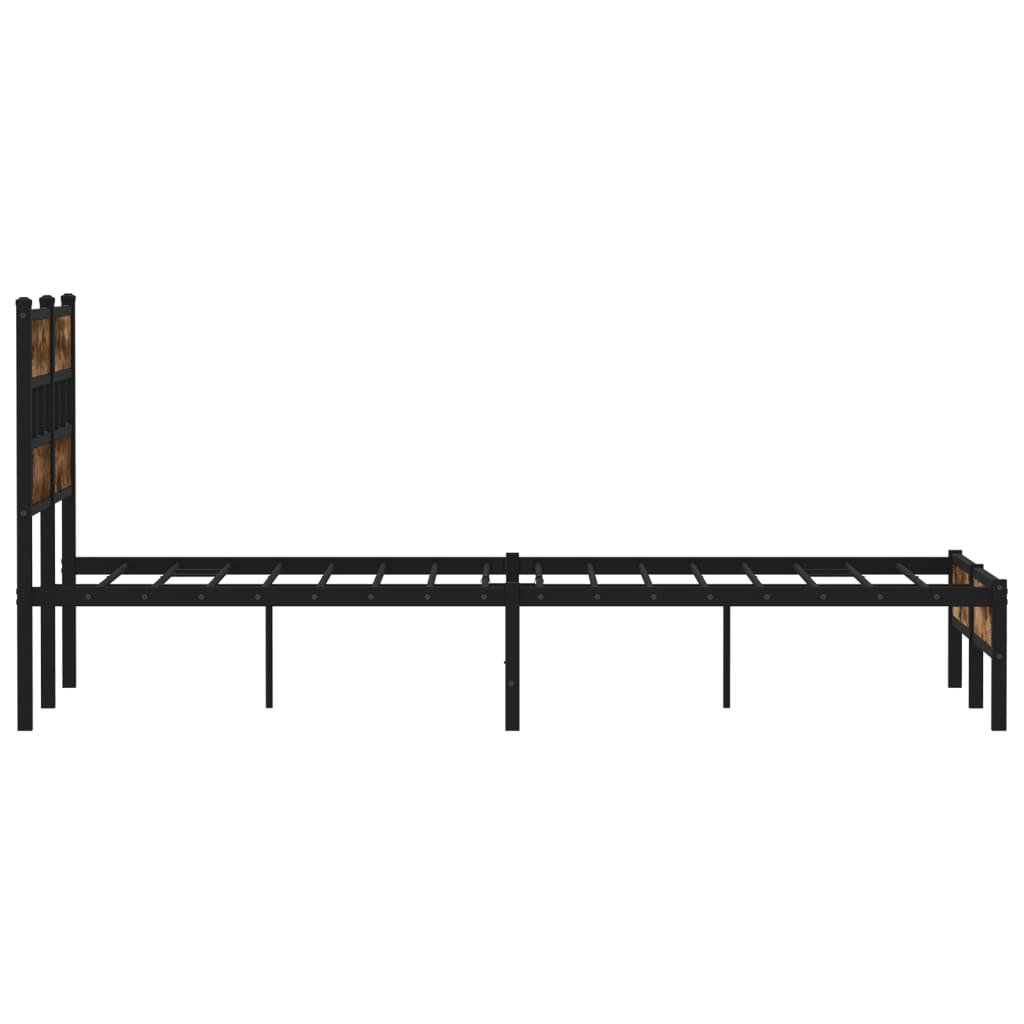 Bed Frame without Mattress with Headboard Smoked Oak Finish 120x190 cm