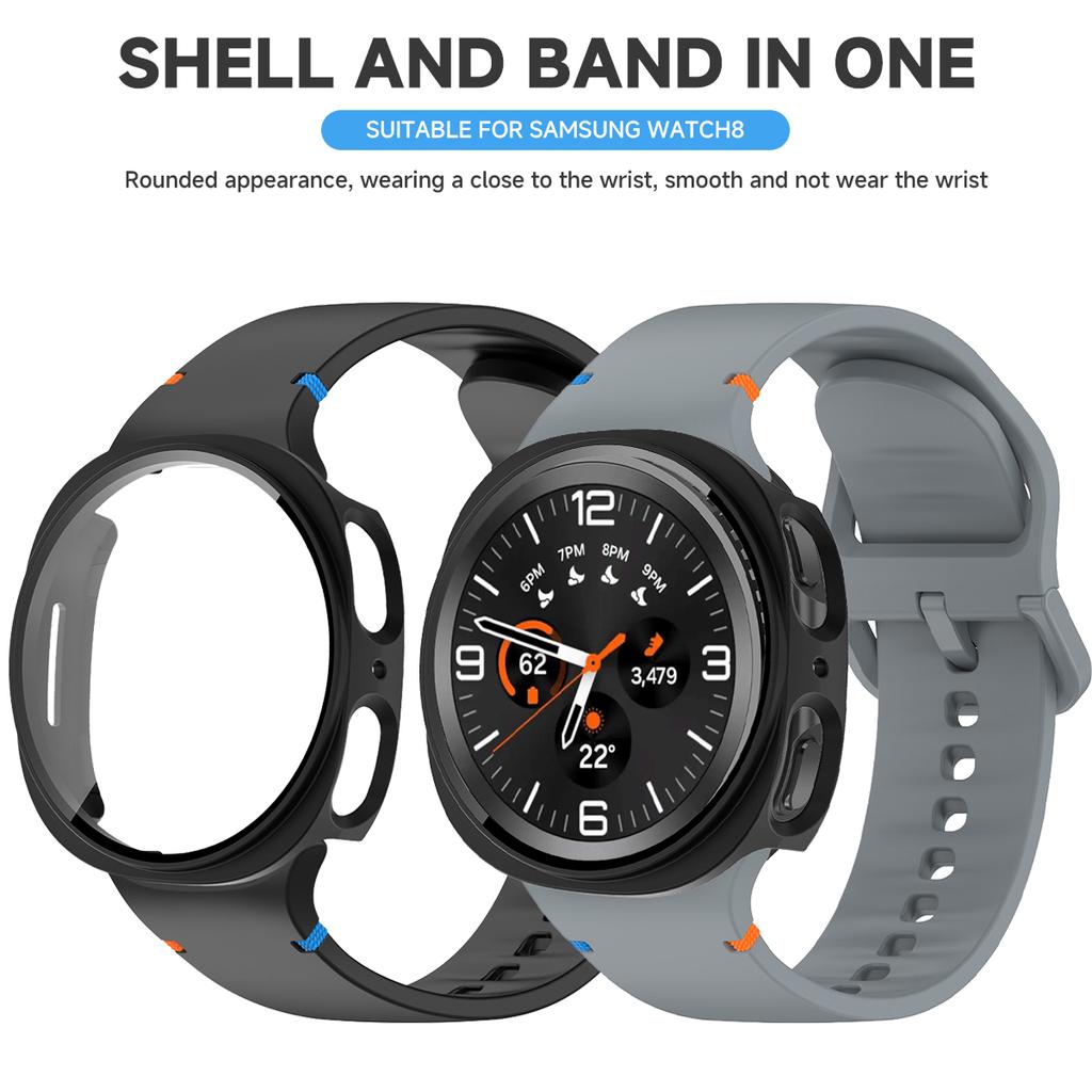 Silikonarmband für Samsung Galaxy Watch 8 40 44mm Armband Mit Hülle Displayschutz Bumper-Abdeckung für Smart Strap Handgelenkzubehör